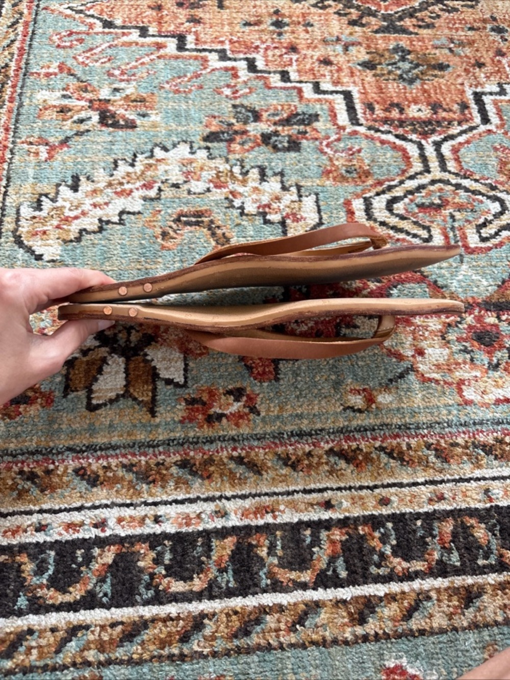 Beek Brown leather flip flops size 10 - Picture 5 of 10